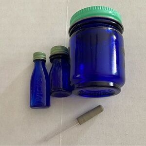 Antique 20s Cobalt Blue Vicks Drops Sample Miniature Bottles